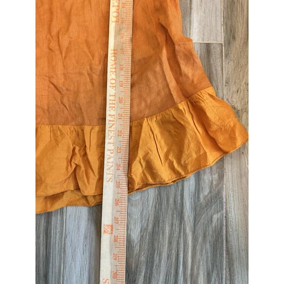 Terzo Millennio Italy Orange Size L Linen Tunic Top Shirt Blouse Women's Summer - Picture 7 of 7